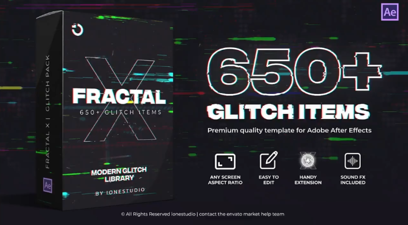 AE脚本650个信号故障损坏干扰特效文字标题转场动画预设FRACTAL X v1.0-数艺帮-影视后期3D动画创意设计资源网